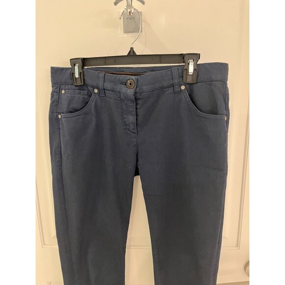 Brunello Cucinelli Twill Casual Chino Women's 5 Pocket Blue Pants Size 8 - Picture 2 of 15